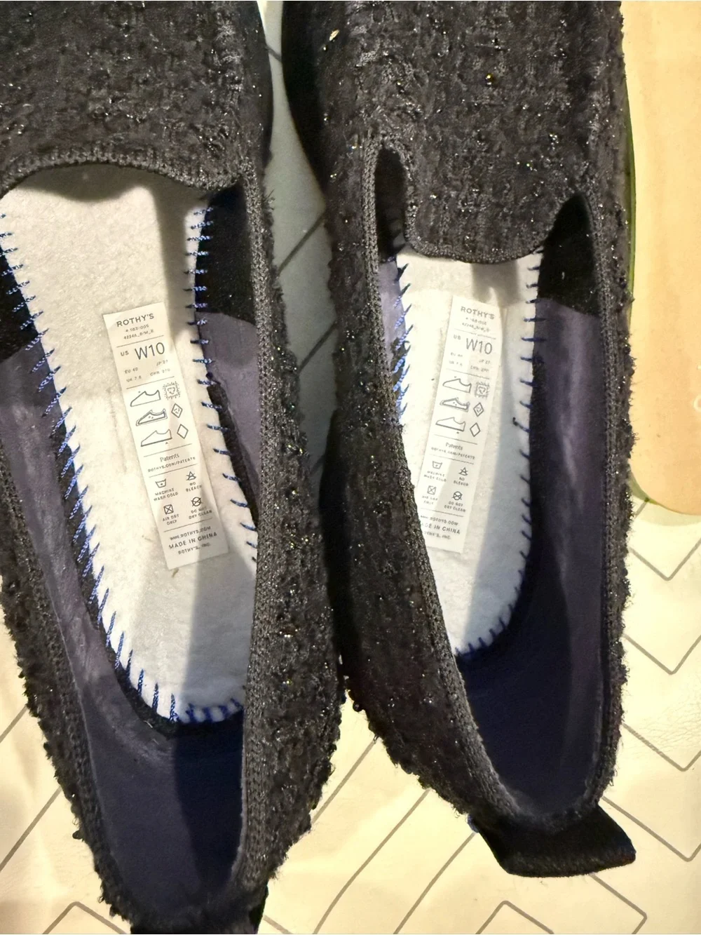 New Rothy's Lug Loafer in Boucle Black